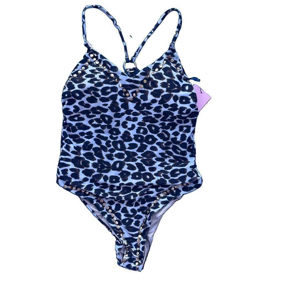 Juicy Couture Nwt Animal Kingdom Leopard Swimsuit Women’s Medium Nailhead FLAW